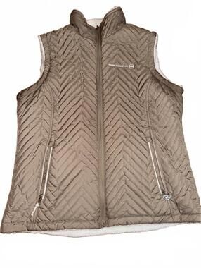 Free Country Quilted Sleeveless Vest Jacket Beige Size M
